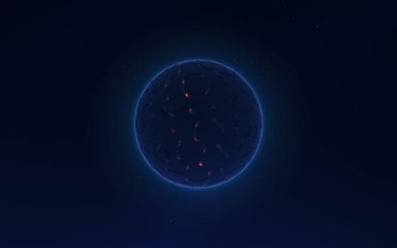 Deep inside the scene, a blue sphere captivates attention with its enchanting glow while being complemented by the mesmerizing red lights in the background. The combination of these elements creates an ambiance