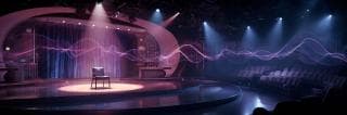 A single chair stands out on a stage, surrounded by empty seats.