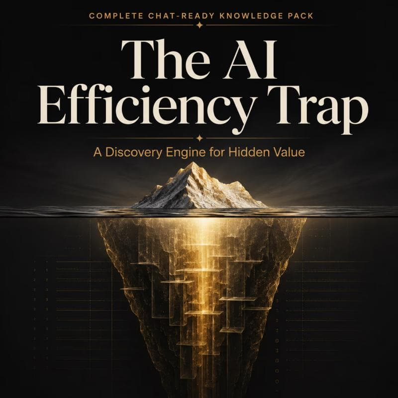 Cover artwork showing the AI efficiency trap discovery engine resource.