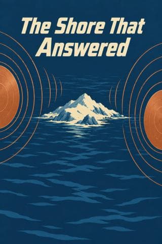 A small island sits in dark blue water between two sets of copper-coloured concentric arcs.