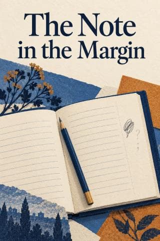 An open diary and pencil frame an ambiguous handwritten mark beneath the title The Note in the Margin.