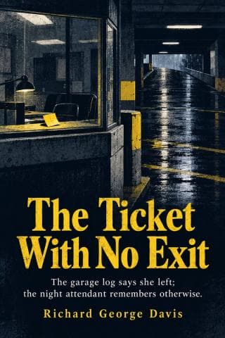 A paper ticket lies beneath the glowing arrivals board in an empty predawn terminal.