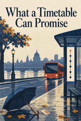 A red bus, shelter and spaced timetable marks accompany What a Timetable Can Promise.